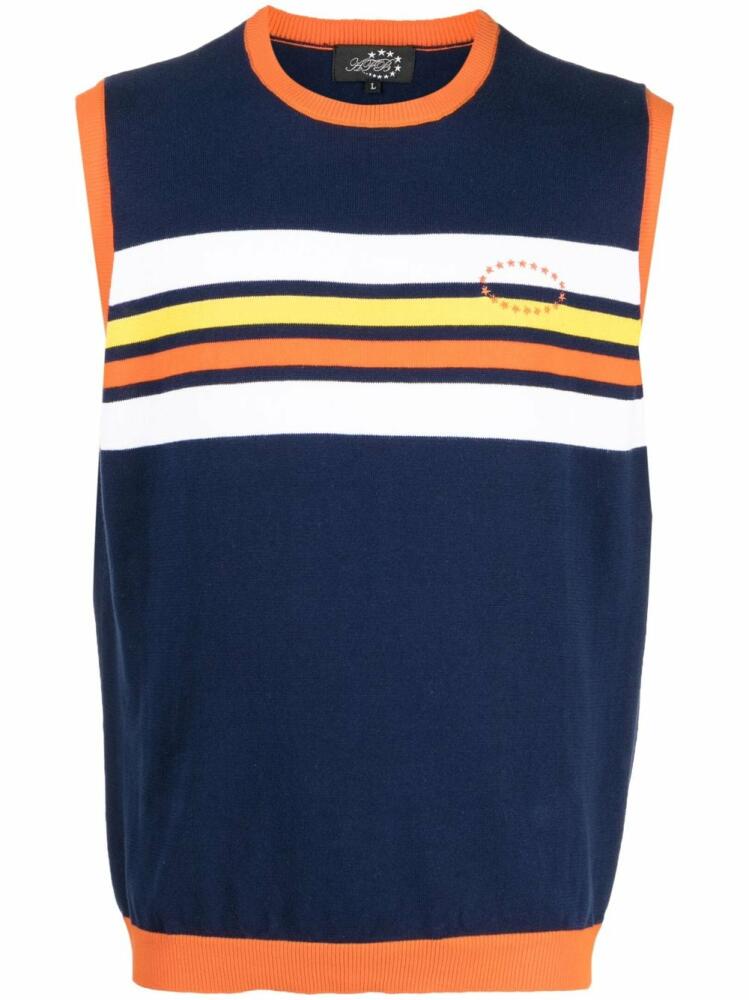 AFB logo-embroidered striped knitted vest - Blue Cover