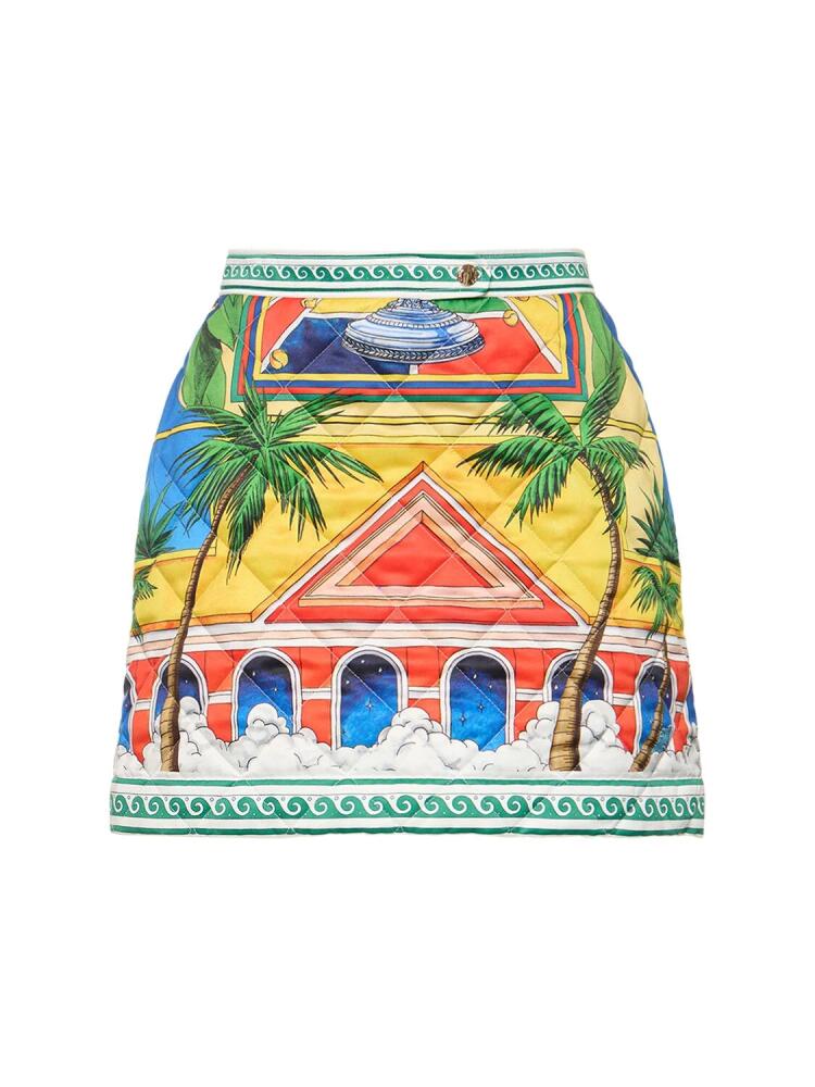 CASABLANCA Printed Satin Quilted Mini Skirt Cover