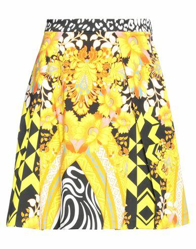 Custo Barcelona Woman Mini skirt Yellow Cotton, Elastane Cover