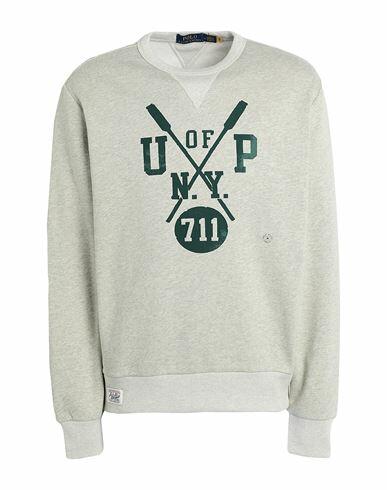 Polo Ralph Lauren Slub Fleece Graphic Sweatshirt Man Sweatshirt Light grey Cotton, Polyester Cover