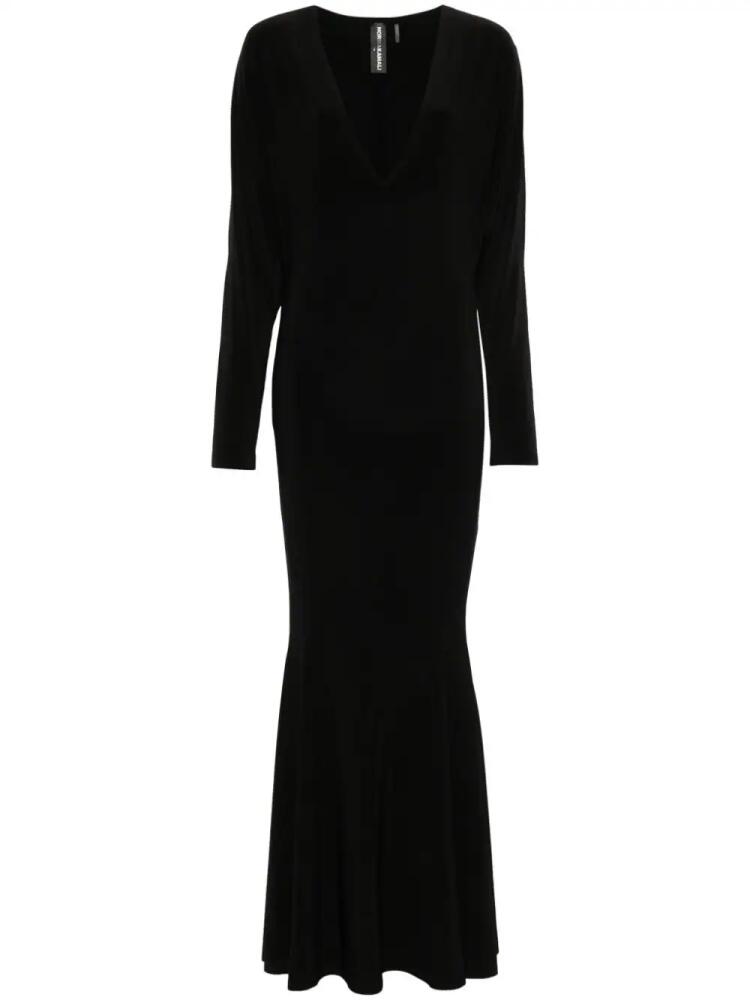 Norma Kamali fishtail V-neck gown - Black Cover