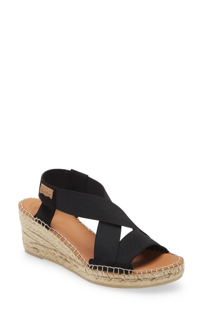 Toni Pons Tina Espadrille Wedge Sandal in Black Fabric Cover