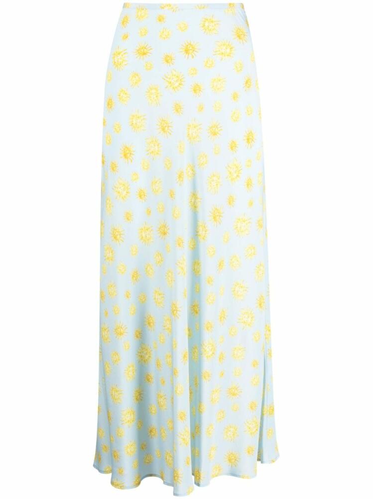 Rixo Kelly sun-print midi skirt - Blue Cover