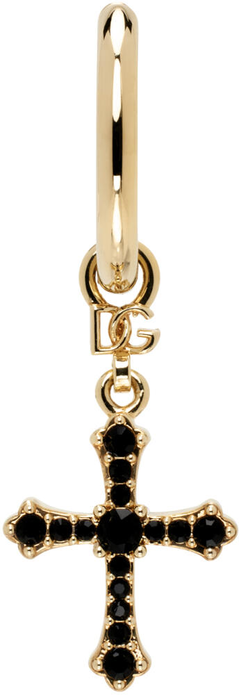 Dolce&Gabbana Gold & Black Cross Single Earring Cover