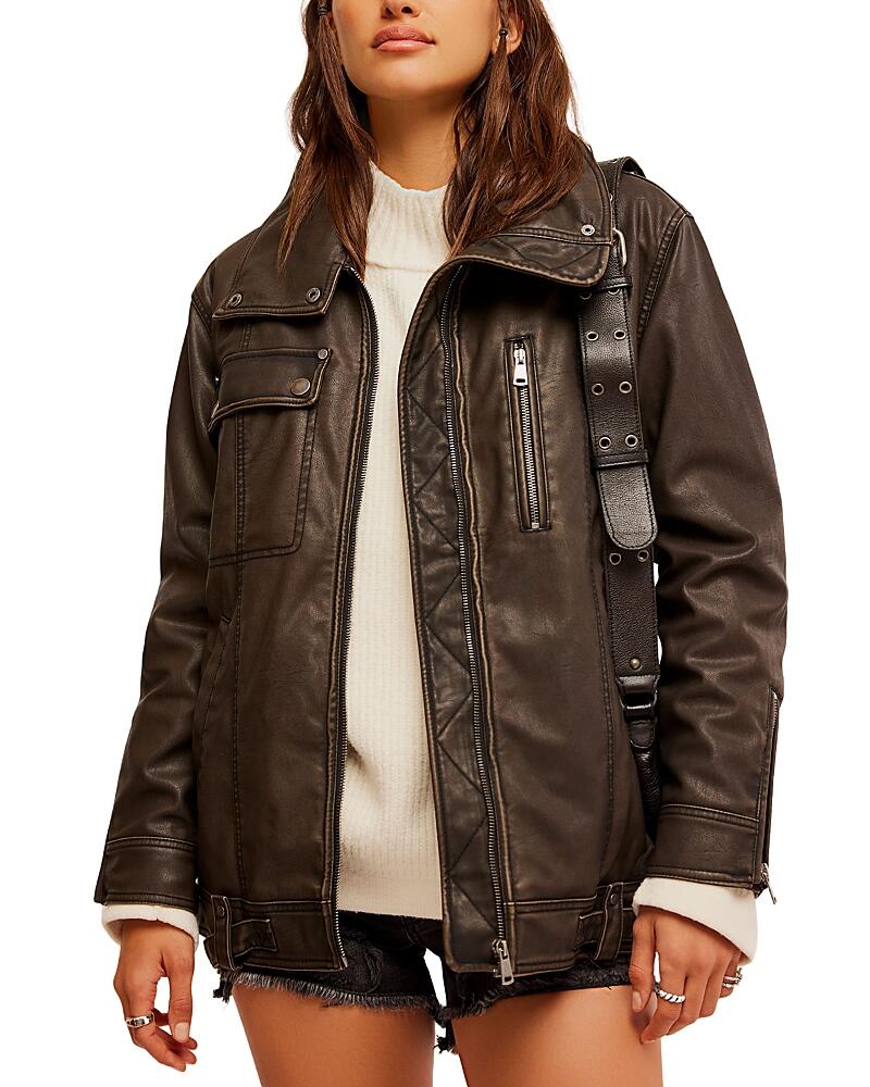 Free People Buckle Up Faux Leather Jacket Cover