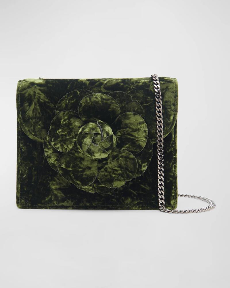 Oscar de la Renta Mini Flower Velvet Chain Crossbody Bag Cover