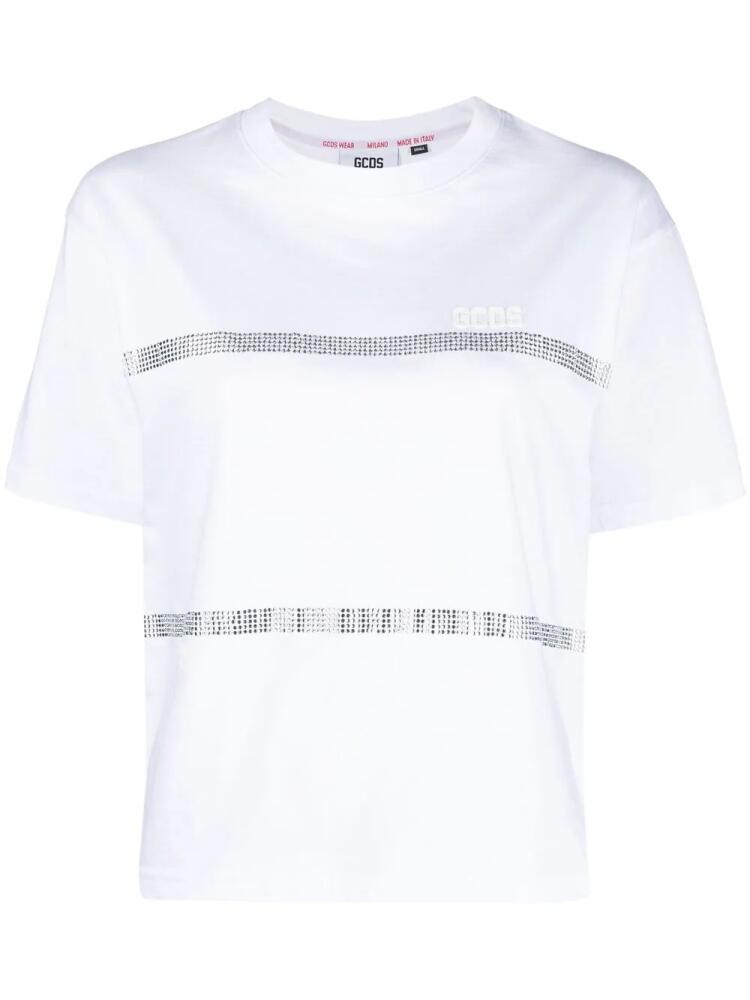 GCDS rhinestone-striped T-shirt - White Cover