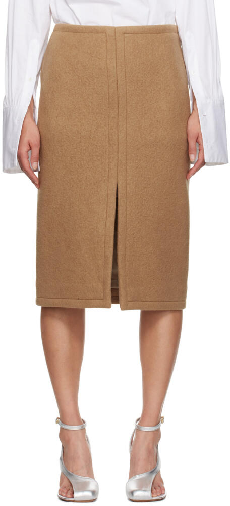 Dries Van Noten Tan Wool Midi Skirt Cover