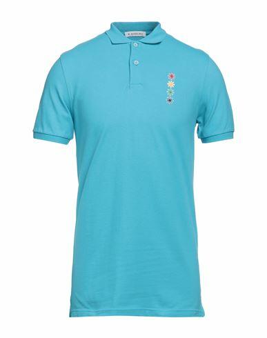 Manuel Ritz Man Polo shirt Azure Cotton, Elastane Cover