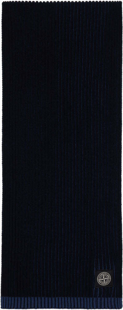 Stone Island Navy Knitted Badge Scarf Cover