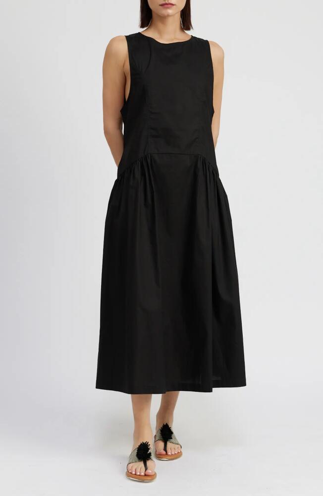 En Saison Charlie Tie Back Cotton Midi Dress in Black Cover