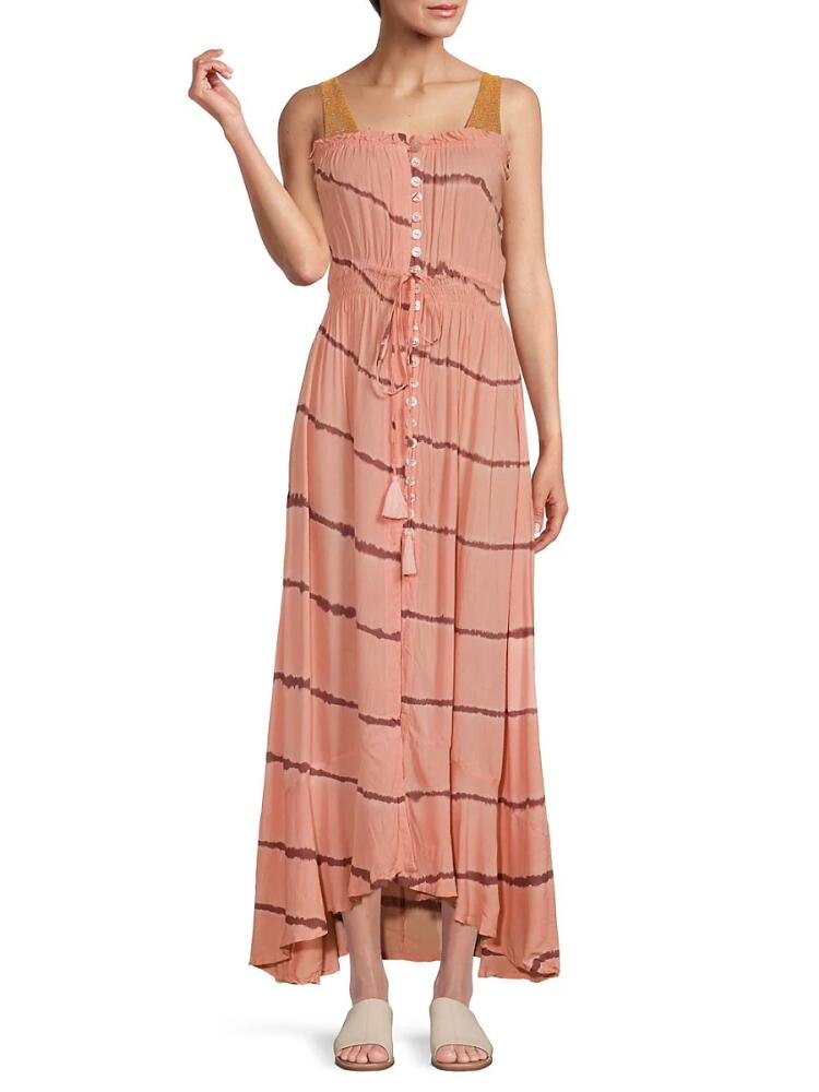 Tiare Hawaii Women's Ryden Strapless Tie Dye Cover Up Dress - Peach Cover