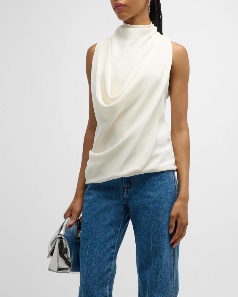 Brandon Maxwell Lina Draped Cowl-Neck Sleeveless Top Cover