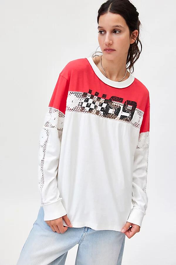 BDG Graham Spliced Long Sleeve Graphic Tee in Red Cover