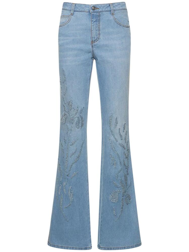 ERMANNO SCERVINO Embroidered Denim Mid Rise Flared Jeans Cover