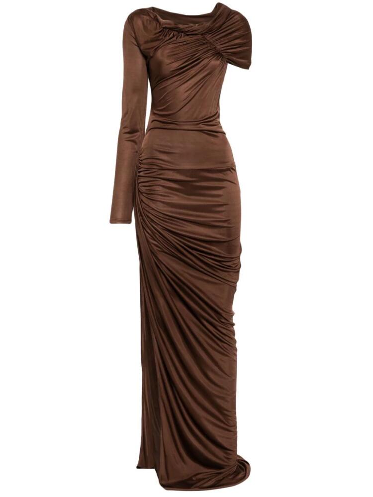 Atlein asymmetric draped gown - Brown Cover