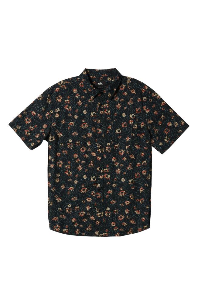 Quiksilver Future Hippie Floral Short Sleeve Button-Up Shirt in Black Cover