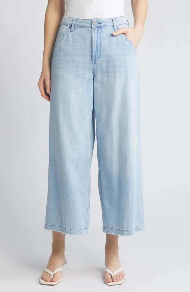 HIDDEN JEANS High Waist Raw Hem Wide Leg Jeans in Light Wash Cover