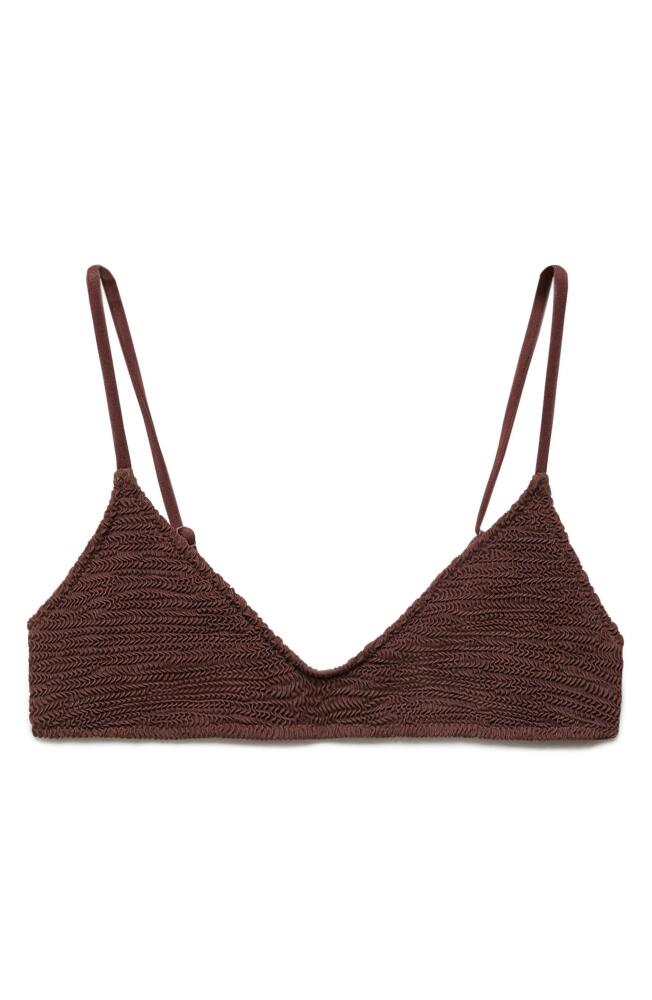 MANGO Textured Bikini Top in Dark Brown Cover