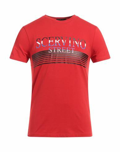 Scervino Man T-shirt Red Cotton, Elastane Cover