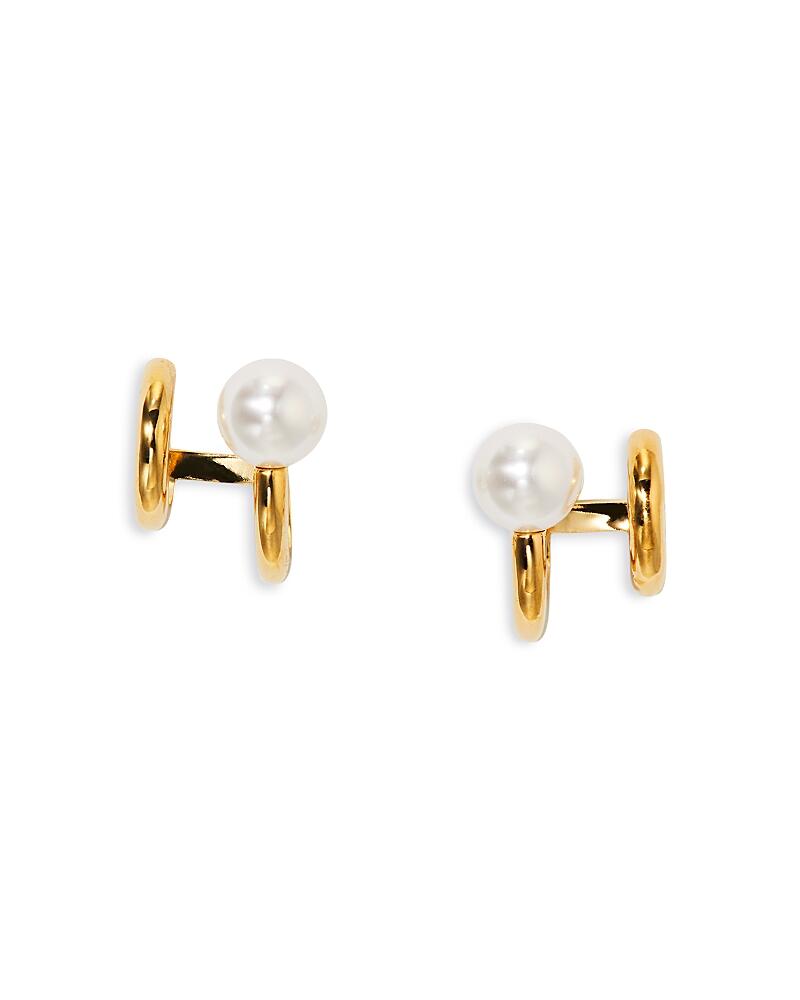 Nadri Imitation Pearl Spiral C Hoop Earrings Cover