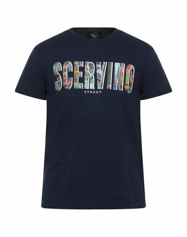 Ermanno Scervino Man T-shirt Midnight blue Cotton, Elastane Cover