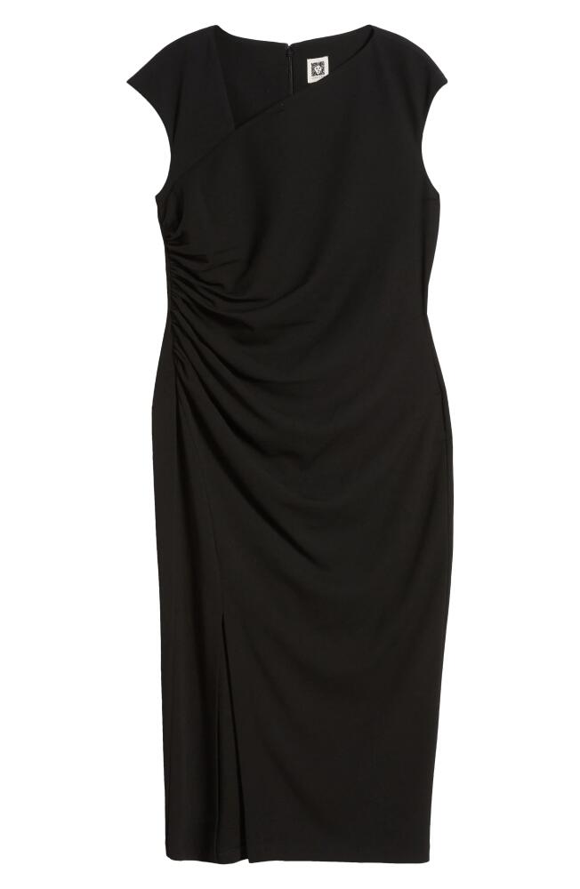 Anne Klein Asymmetric Neck Side Ruched Sheath Dress in Anne Black Cover