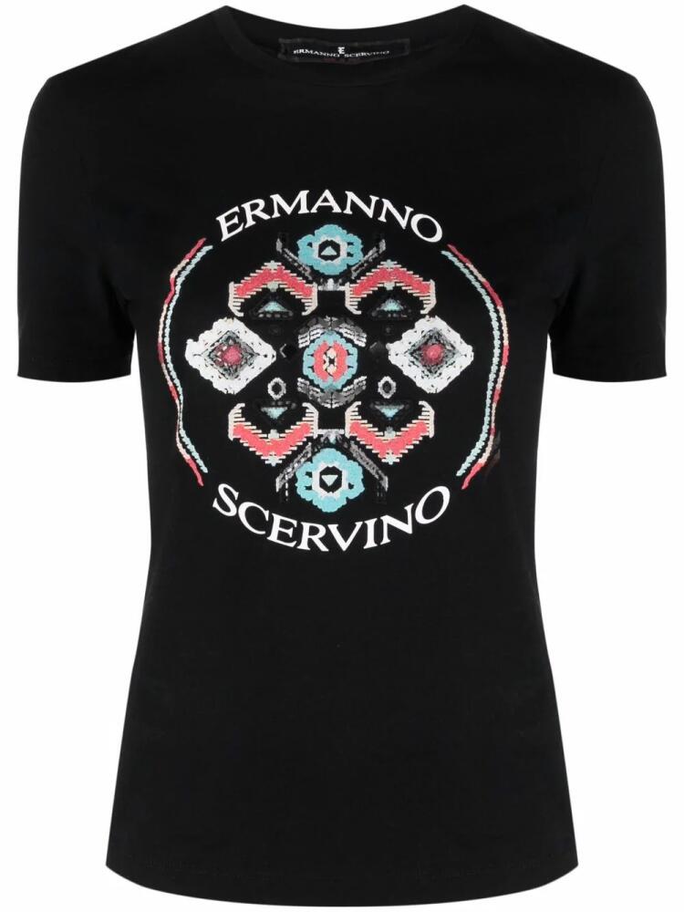 Ermanno Scervino abstract logo print T-shirt - Black Cover