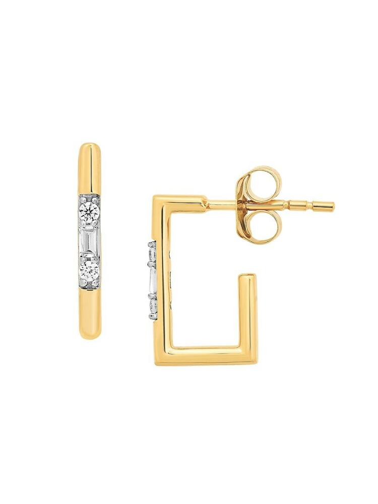 Verifine Women's Demi Fine Jean 18K Yellow Gold & 0.1 TCW Diamond Huggie Earrings Cover