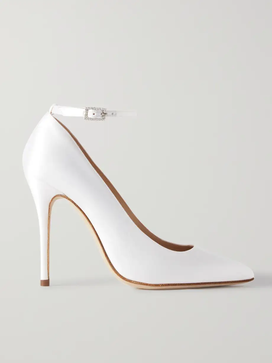 Alessandra Rich - Crystal-embellished Silk-satin Pumps - White Cover