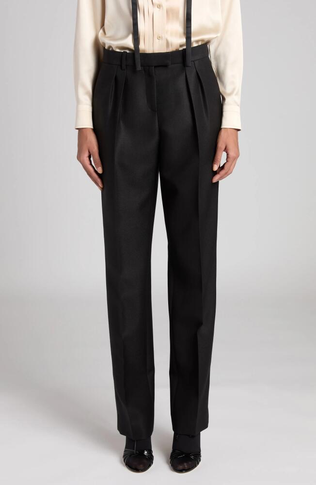 TOM FORD Pleated Wool, Mohair & Silk Twill Pants in Black Cover