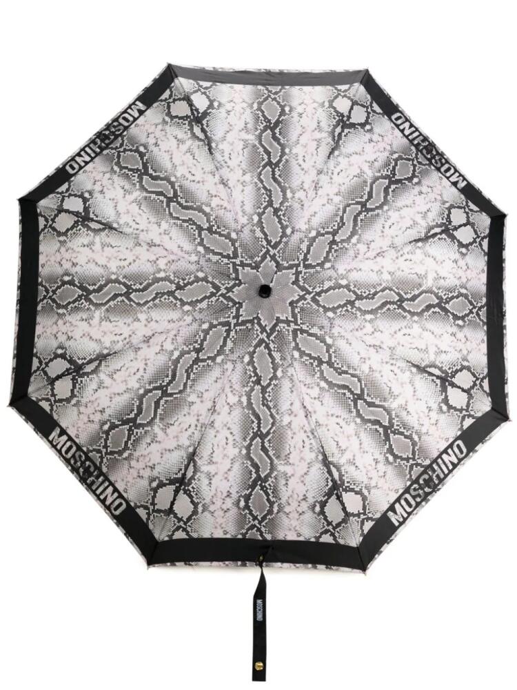 Moschino snakeskin-print folded umbrella - Black Cover