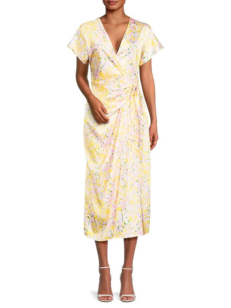 Area Stars Women's Jacqui Floral Faux Wrap Dress - Yellow Cover