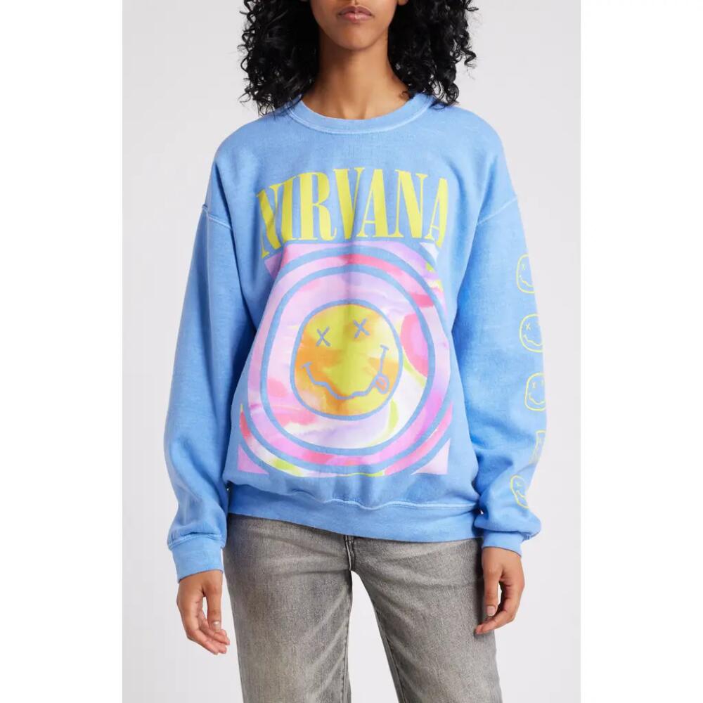 Merch Traffic Nirvana Graphic Sweatshirt in Blue Cover