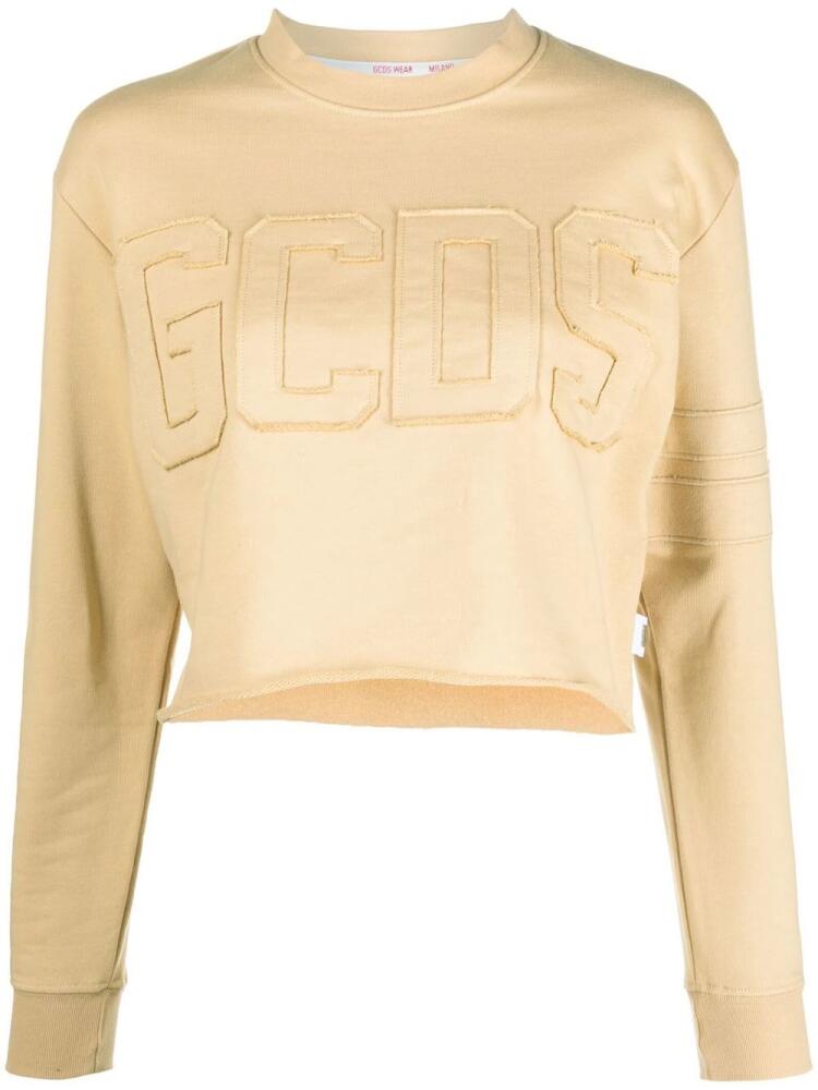 GCDS logo print cropped sweatshirt - Neutrals Cover