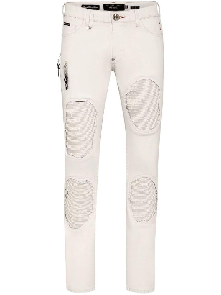 Philipp Plein Rock Star ribbed-panels skinny jeans - White Cover