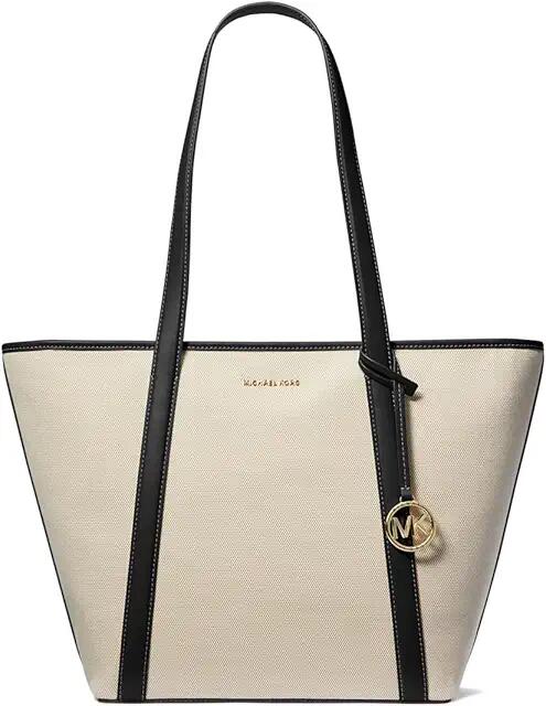 MICHAEL Michael Kors Jet Set Travel Large Top Zip Tote (Natural/Black) Tote Handbags Cover