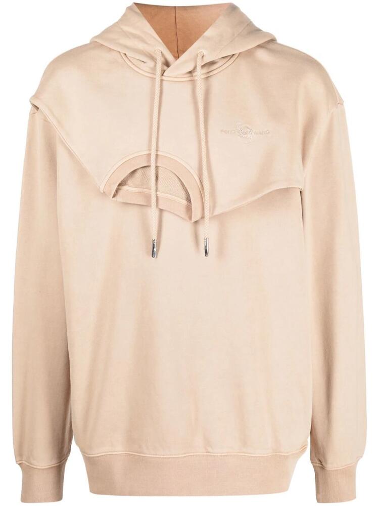 Feng Chen Wang layered embroidered-logo hoodie - Neutrals Cover