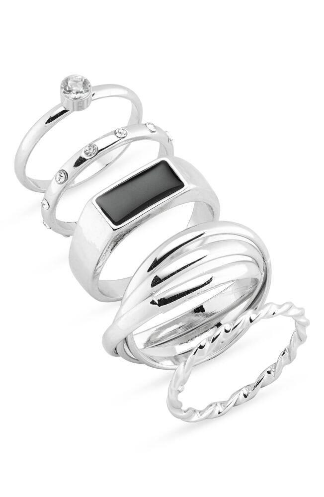 BP. Set of 5 Assorted Rings in Silver- Black Cover