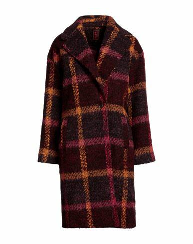 Stefanel Woman Coat Garnet Synthetic fibers, Cotton, Wool, Alpaca wool Cover