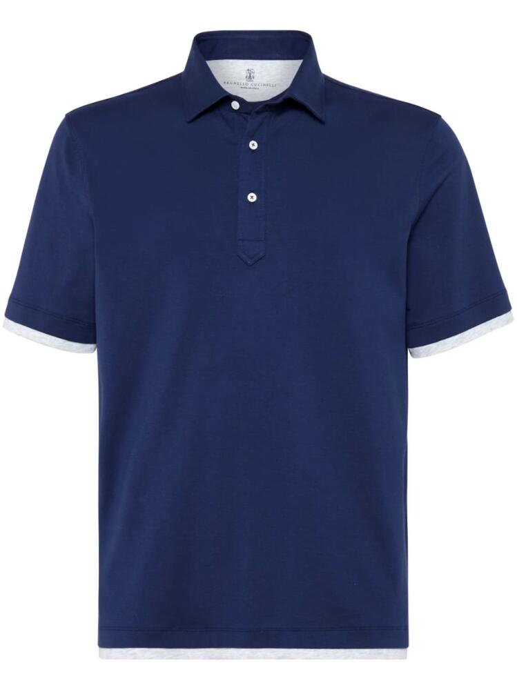 Brunello Cucinelli polo-collar cotton polo shirt - Blue Cover