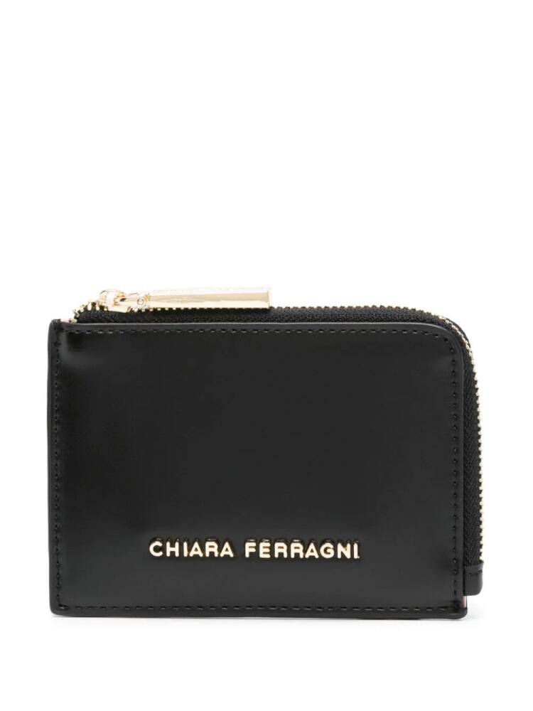 Chiara Ferragni logo-plaque zipped wallet - Black Cover