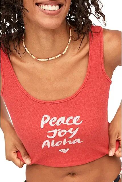 Roxy Peace Joy Aloha Ribbed Tank Top (Bittersweet) Women's Clothing Cover