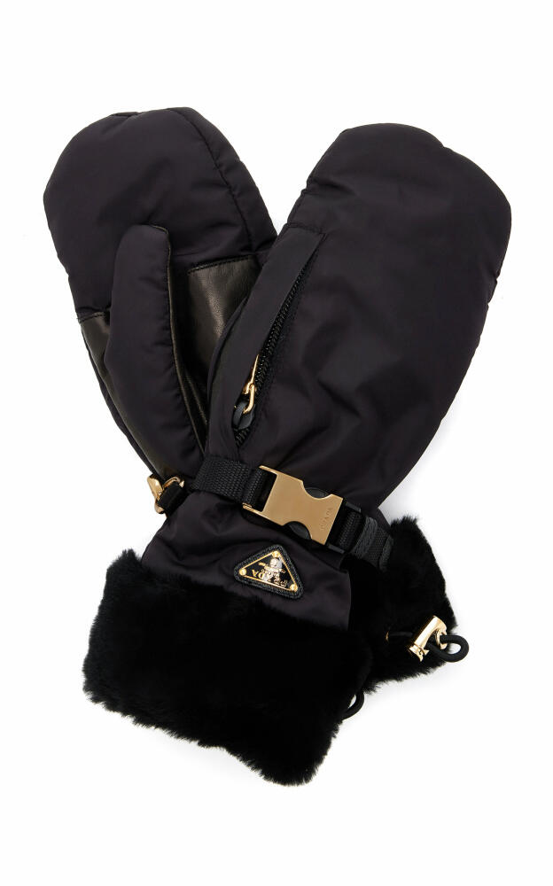 Prada - Shearling-Lined Nylon Gloves - Black Cover