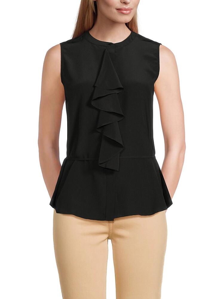 7 For All Mankind Women's Ruffle Silk Blouse - Black Cover