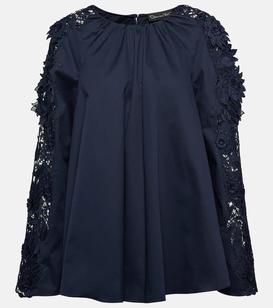 Oscar de la Renta Lace-detail cotton blouse Cover