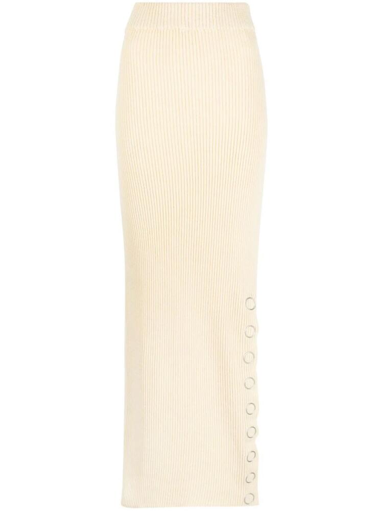 Jil Sander snap-button rib-knit maxi skirt - Neutrals Cover