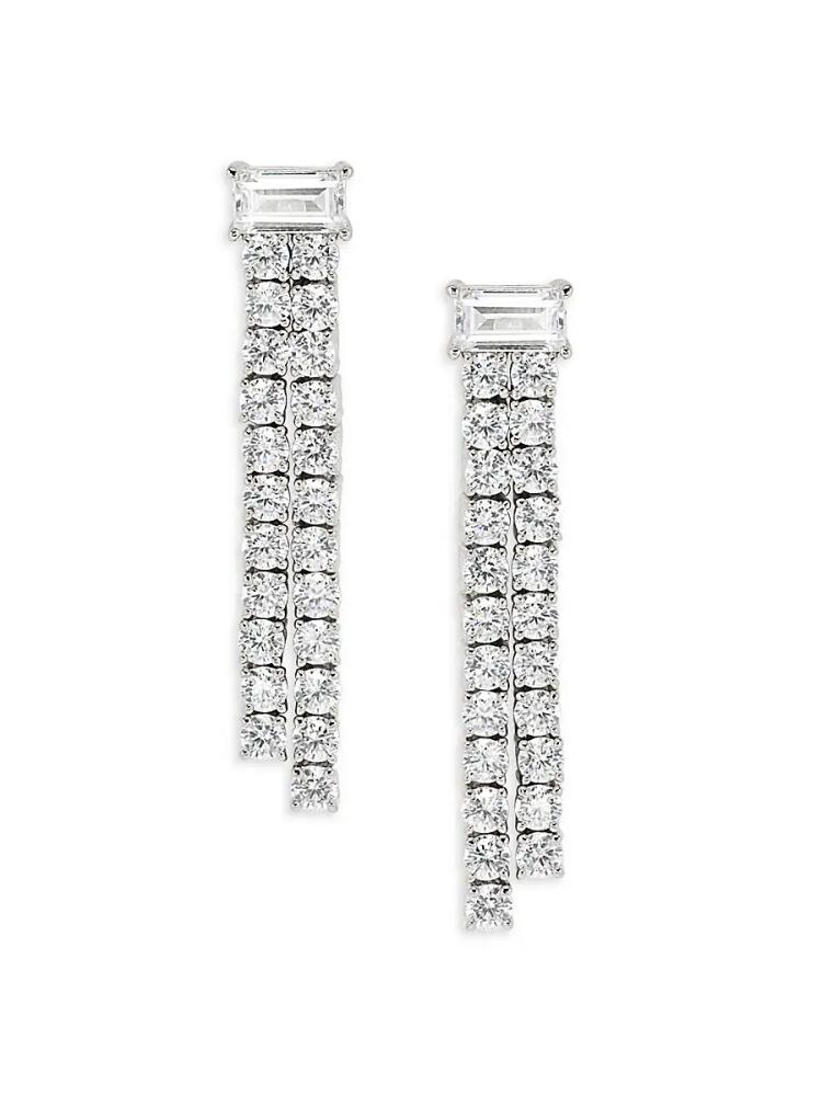 Adriana Orsini Women's Chateau Rhodium Plated & Cubic Zirconia Fringe Linear Earrings Cover