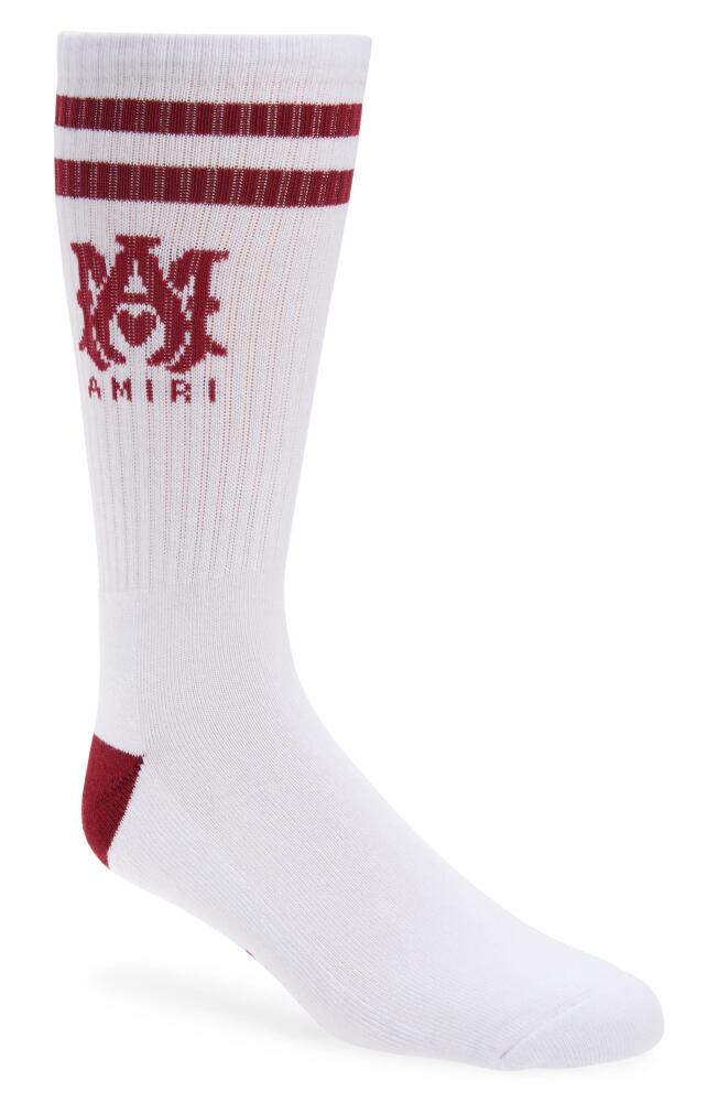 AMIRI MA Stripe Cotton Blend Socks in White Sun Dried Tomato Cover