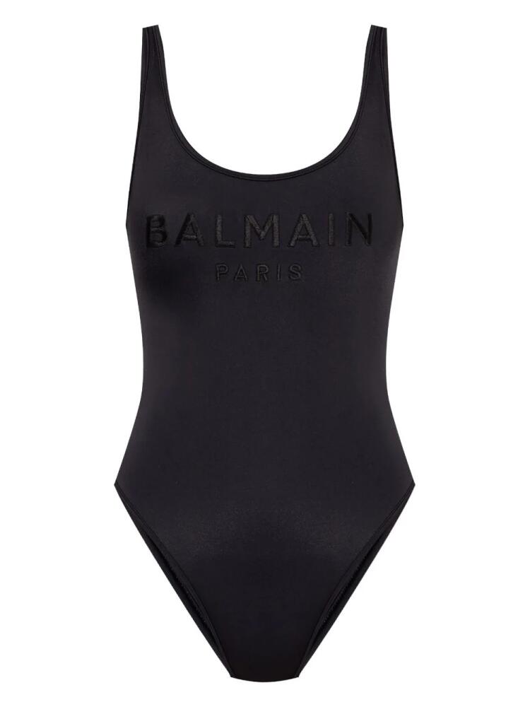 Balmain embroidered-logo one-piece swimsuit - Black Cover